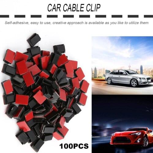 100 pcs Self Adhesive Cable Clips Wire Holder Clamps Car Data Cable Organizer Wire Management Cord Tie Holder Fixed Clips