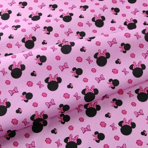 140CM Cartoon Pink Bowknot 100% Cotton Fabric for Kids Clothes Hometextile Backpacks Slipcover Cushion Cover DIY Material