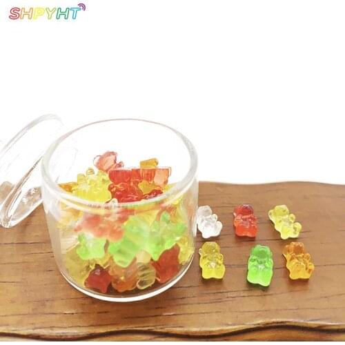 20Pcs Mini Resin Colorful Bear Ornaments DIY Crafts Dollhouse Candy Decoration