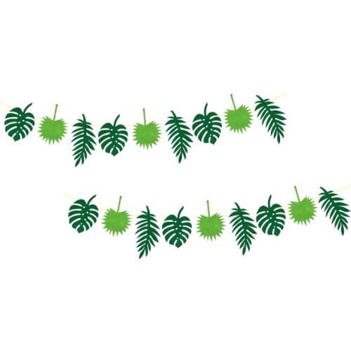 2x Hawaiian Tropical Leaves Summer Beach Party Decor Banner Garland Bunting