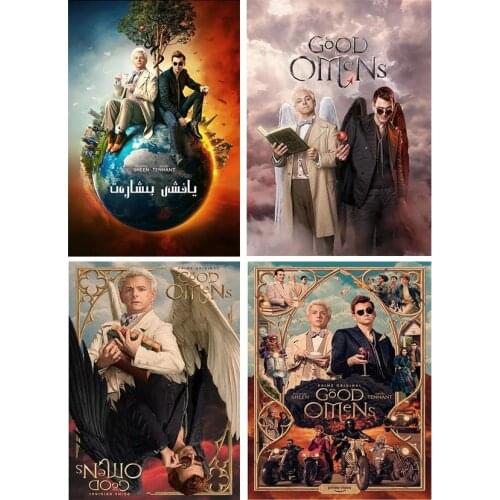 5D DIY Full Round Diamond Painting Good Omens TV Poster Cross Stitch 3D Embroidery Rhinestone Mosaic Home Decor Wall Sticker