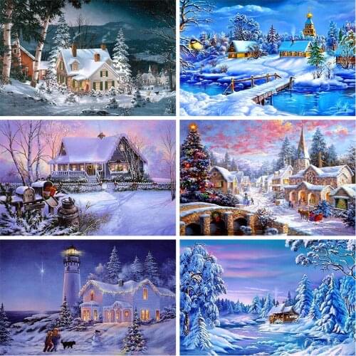 DIY 5D Diamond Painting Landscape Full Round Drill Winter Snow Scenic Diamond Embroidery Cross Stitch Kits Wall Art Home Decor