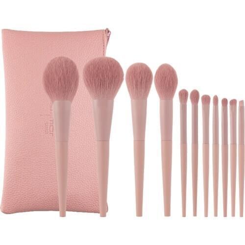 Anmor 11Pcs Makeup Brushes Set With Bag Eyeshadow Blending Powder Highlighter Make Up Brush Eyebrow Tool Kit Portable Cosmetics