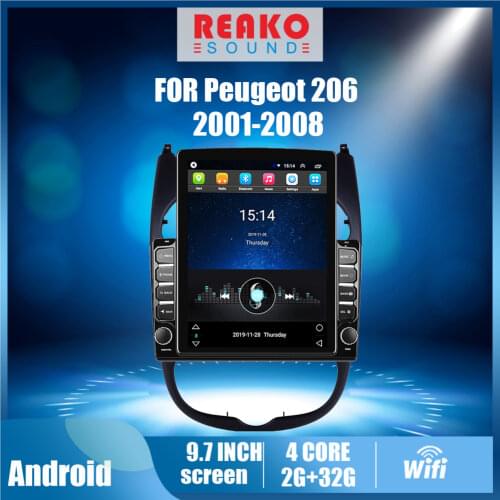 REAKOSOUND 9.7" Tesla screen For Peugeot 206 Android 2000 -2016 2 Din Car Radio Car Multimedia Player GPS Navigation Head Unit