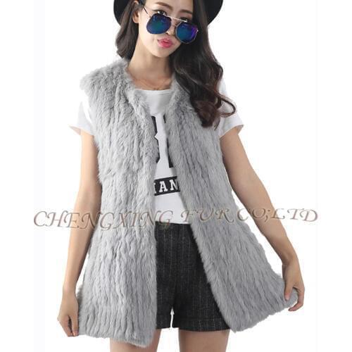 FREE SHIPPING CX-G-B-184 Hand Knit Women Autumn Fashion Winter Genuine Rabbit Fur Vest