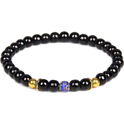 Colorful Enamel Stone Bracelet 6mm Natural Red Agates Beads Charm Bracelets Fashion Onyx Beaded Bracelet for Women Men Jewelry