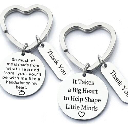 Student Little Mind Appreciation Love Thank You Car Letter Keychain Holder Heart Keyring Teachers Day Gift Key Jewelry