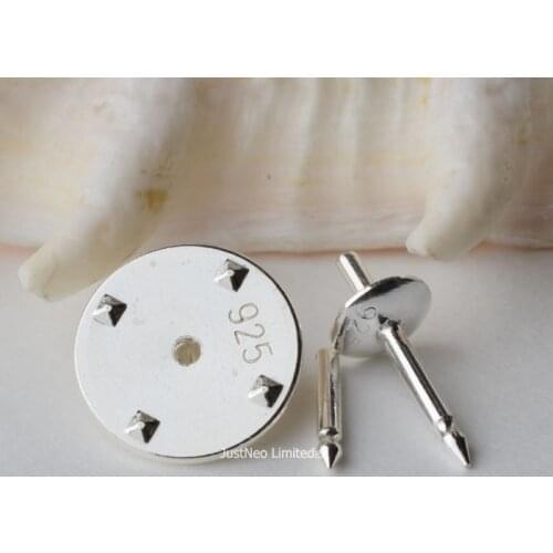 Badge brooch findings,solid 925 sterling silver 10mm grip fastener with 1mm pinched post breastpin safty-closure lapel, 1 pk