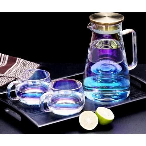 Nordic colorful heat-resistant glass kettle Large capacity stainless steel filter Can be heated Household juice, coffee,tea pot