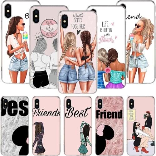 Girls Best Friends Forever BFF Phone Case For iPhone 11 12 Pro XS XR X Max 7 8 6 6S Plus Mini + 5 SE Pattern Customized Coque Co