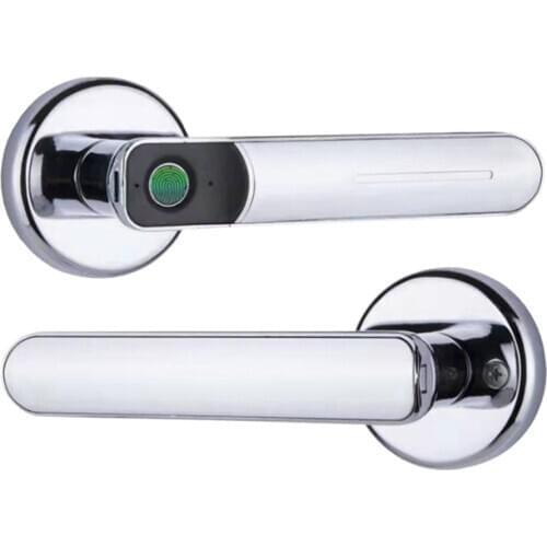 Smart Home Door Lock Keyless Entry Works Biometric Fingerprint Electric Handle Wooden