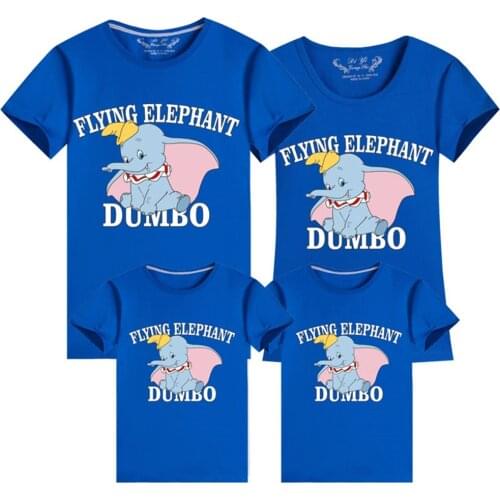 Disney Family T Shirt Summer O-Neck Mother And Son Lovely Dumbo Elephant Casual Short Sleeve T-shirt Unisex Kids Tee Tops