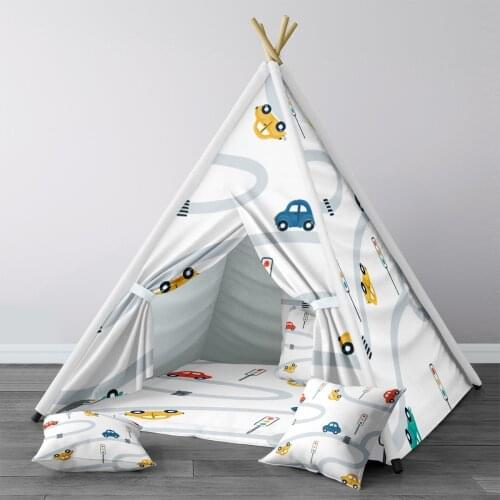 Play Tent for Kids Wigwam Portable Indoor Playground Tents Children Bedrooms White Way Car Model 1330