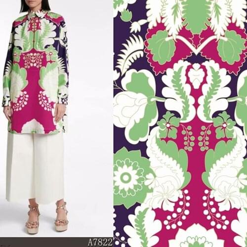 Summer Digital Printing Soft Mulberry Silk Crepe De Chine Fabric Skin-friendly Dress Shirt Diy Sewing Material by Meter