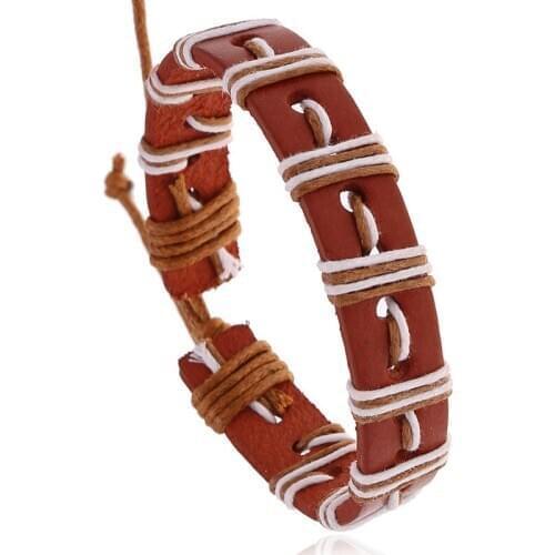 Jessingshow Braided Genuine Leather Cuff Bangle Bracelet For Men Women Fashion Punk Rock Handmade Charm Wristband Wrap Bracelets