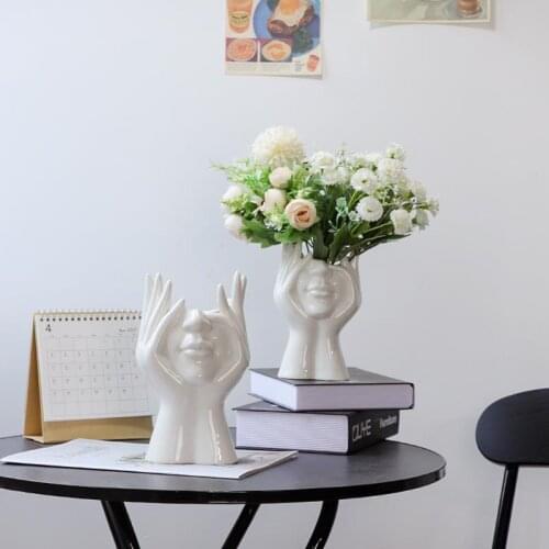 Ceramic Vase Nordic Home Decor Living Room Decoration Modern Body Art Sculpture Flower Pot Decoration Desktop Flower Arrangement