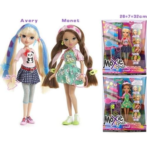 Mga Moxie Girlz Doll Avery and Monet Fashion Hair Discoloration Hairdresser Surprise Anime Figure Toys for Girls Birthday Gift
