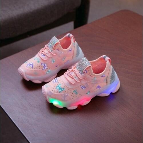 Summer Children Casual Shoes Kids Baby Girls Clothes Led Light Luminous Running Sport Shoes Mesh Sneakers Fashion Trainers