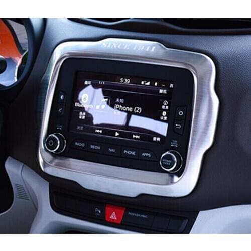 ABS Matte For Jeep Renegade 2015 2016 2017 Accessories Auto Navigation Panel Decoration Frame Cover Trim Sticker Car Styling