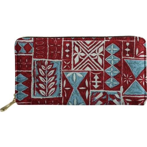 Cute Hawaiian Tribal Print Designer Wallets Tapa PU Leather Clutch Credit Card Holder Women Zipper Coin Purses Female Money Bag