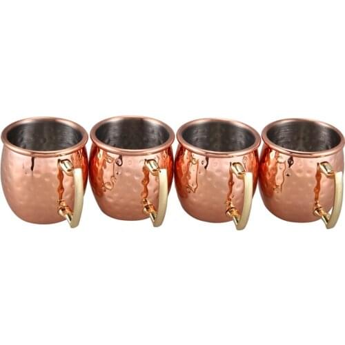 Mini 2-Ounce Stainless Steel Moscow Mule Mug Espresso Mini Mugs Copper Plated Mug Shot Mugs Set of 4
