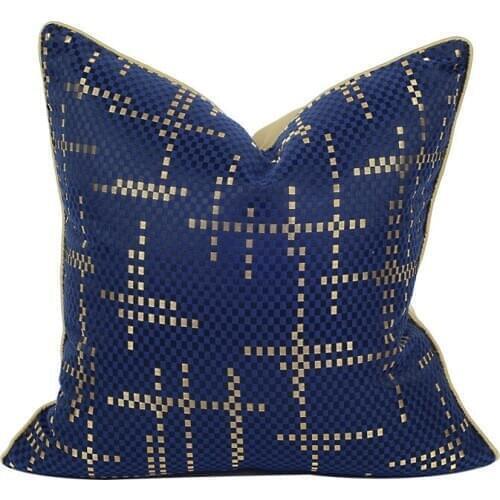 DUNXDECO Cushion Cover Square Pillow Case Cojines Modern Luxury Elegant Artistic Jacquard Blue Cushion Sofa Chair Coussin