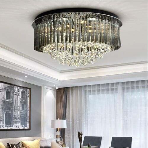 YOOGEE Round Crystal Ceiling Chandelier for Living Room Bedroom Indoor Lighting Fixtures Home Decorative LED Lamps 2021