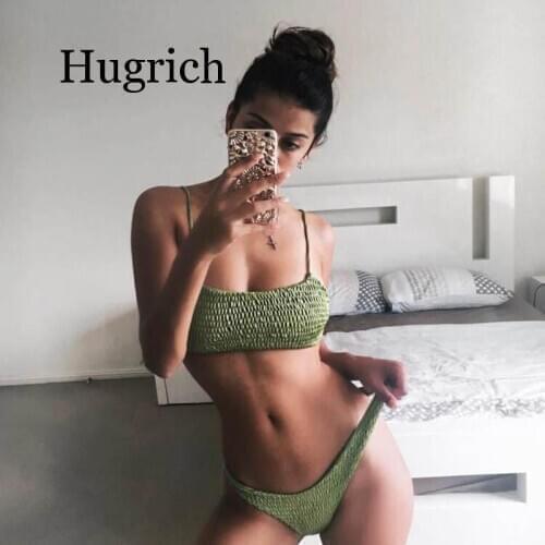 2020 New Sexy girls Bikini Push-up Pleated triangle Swimwear Women Push-up Bra Bikini Set Swimsuit Beach Bathing Swimwear