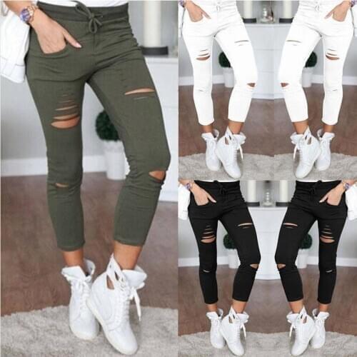 2020 New Ripped Jeans For Women Women Big Size Ripped Trousers Stretch Pencil Pants Leggings Women Jeans