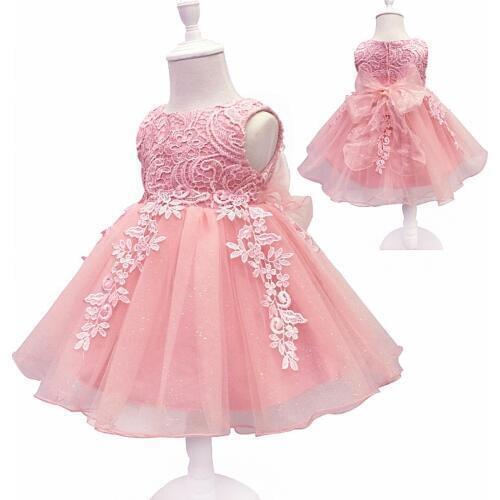 2020 New Christmas Baby Girls Dresses Toddler Sleeveless Lace Tulle Christening Birthday Ball Gown Formal Newborn Baptism