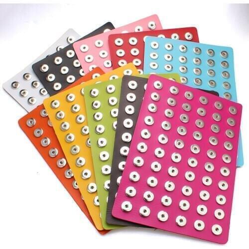 New Snap Button Display Board Jewelry 60pcs 18mm 12mm Snap Button Fit 18MM Snap Buuton Black Genuine Leather Snap Display Holder