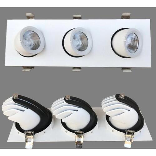 Dimmable Trimless Downlights COB 3X12W CREE LED Gimbal Down Light Adjustable Rotation Tilt Eyeball Recessed Ceiling Spot Light