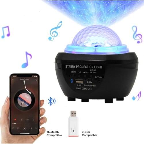 USB LED bluetooth Music Projector Night Starry Light Romote Control Star Sky Pattern Projection Lamp LED Novelty Lighting CE