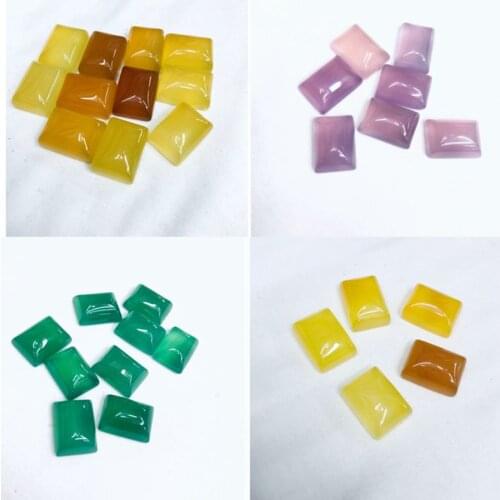 Sale 10pcs Green Agates Yellow,Pink Agat e Bead Cabochon,12x16mm 13x18mm Rectangle Cabochon Bead Cabochon Ring Face Jewelry