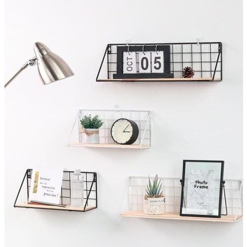 Nordic Modern Minimalist Ins Wrought Iron Clapboard Wall Shelf Home Living Room Wall Decoration Shelf Storage Finishing Rack