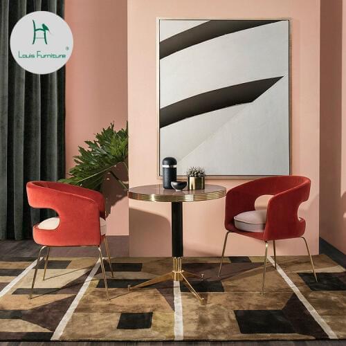 Louis Fashion Living Room Chairs Dining Nordic Simple Modern Casual Coffee Back Fabric Velvet Modern