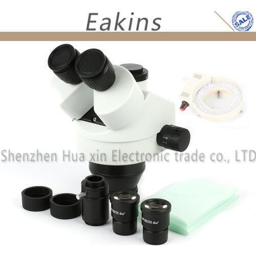 Trinocular Stereo Microscope Head 7-45X Continuous Zoom Magnification +144 LED Light For Phone Motherboard Repair