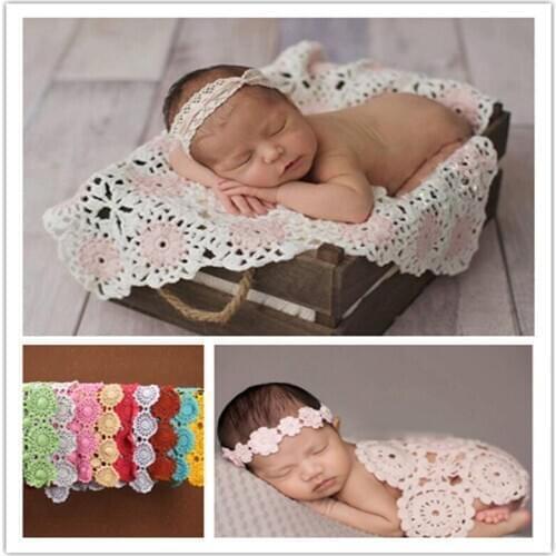 45*55cm Crochet Baby Blankets Newborn Photography Props,Rosette Wrap cloth Baby Pattern Knitte Newborn photography propsblanket