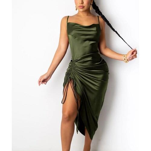 YANDW Spring Summer Party Sexy Slim Dresses Women Elegant Fashion Long Sleeveless Ruched Club Dress Tight Strapless Backless