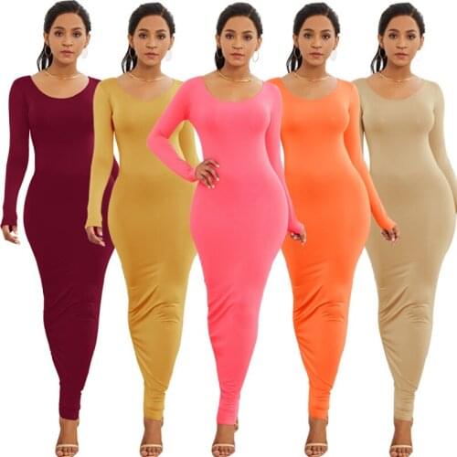 New Winter Vintage Solid Full Sleeve Maix Dress 2021 Fashion O-Neck Slim Party Vestidos Casual Women Long Dresses Femme Robe