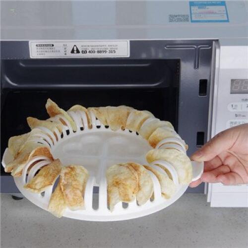 1PC DIY Microwave Oven Baked Potato Chips Roaster Potato Chips Cutting Device For Kitchen Plastic Homemade Machine OK 0406