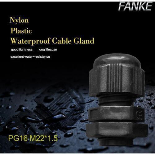 1piece M22*1.5 Waterproof Nylon Plastic Cable Gland Connector for 10-14mm Cable black color Hot Sale IP68 Factory wholesale