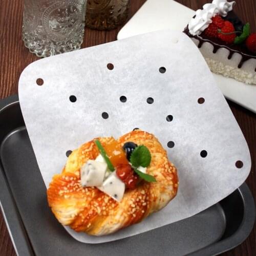 100pcs 7/8/9 Inch Air Fryer Liners Perforated Non-stick Mat Steaming Baking Cooking White Pot Oil Paper Accessories U2