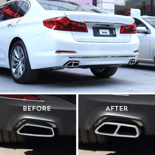 2pcs For BMW 5 series G30 2017 2018 Stainless Steel Car-Styling Accessories Back Rear Exhaust Muffler Decorative Frame Trim
