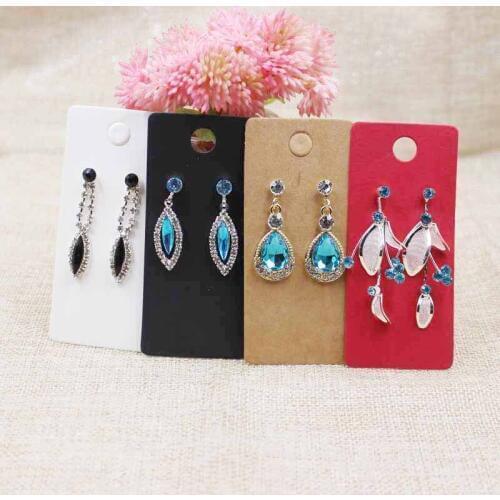 200Pcs 4*9cm DIY white/kraft/black/red Paper jewelry earring packing card blank cardboard earring display card