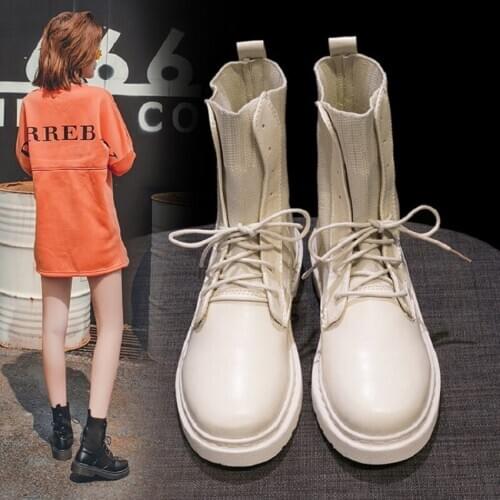 2019 spring and autumn fashion straps thick boots warm waterproof comfortable Martin boots large size 35-40