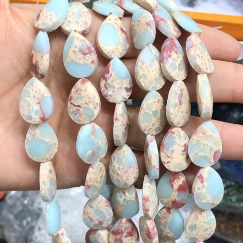 13*18mm Natural Faceted Shoushan Jaspers Stone Water Drop Snake Skin Loose Spacer Beads For Jewelry Making Bracelet Diy Bracelet