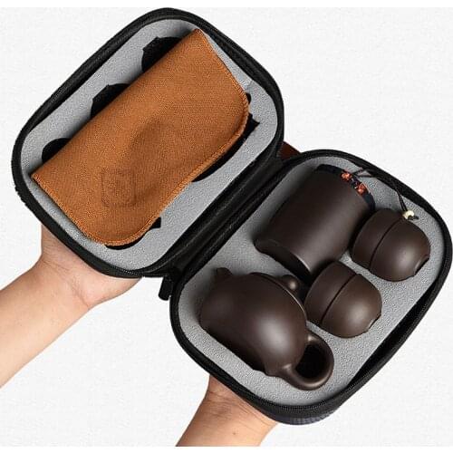 Cemamic 1 Teapot 4 Tea Cups 1 Tea Pot Kungfu Cup Portable Tea Cup Set