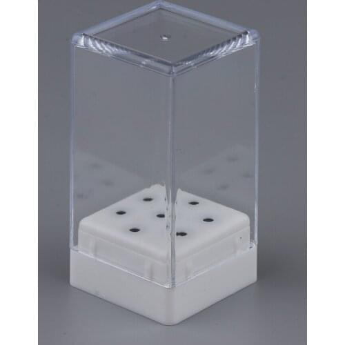 Nail Bit Case, 7 Holes Manicure Drill Bit Storage Display Box Organizer, Clear Plastic Nail Tip Stand