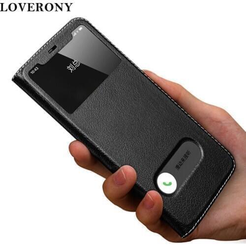 LOVERONY Genuine Leather Case For Apple iPhone X XR XSMAX Transparent Window Cover For iPhone 11 PROMAX Holder Flip Cover Case